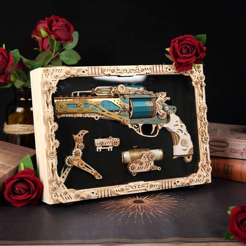 Steampunk Revolver 3D Wooden Puzzle - 3D Wooden Puzzle by Extoril