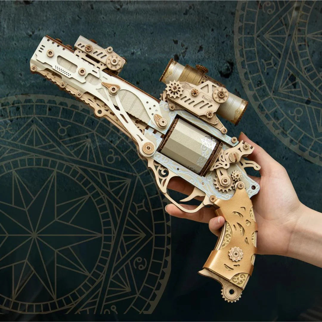 Steampunk Revolver 3D Wooden Puzzle - 3D Wooden Puzzle by Extoril