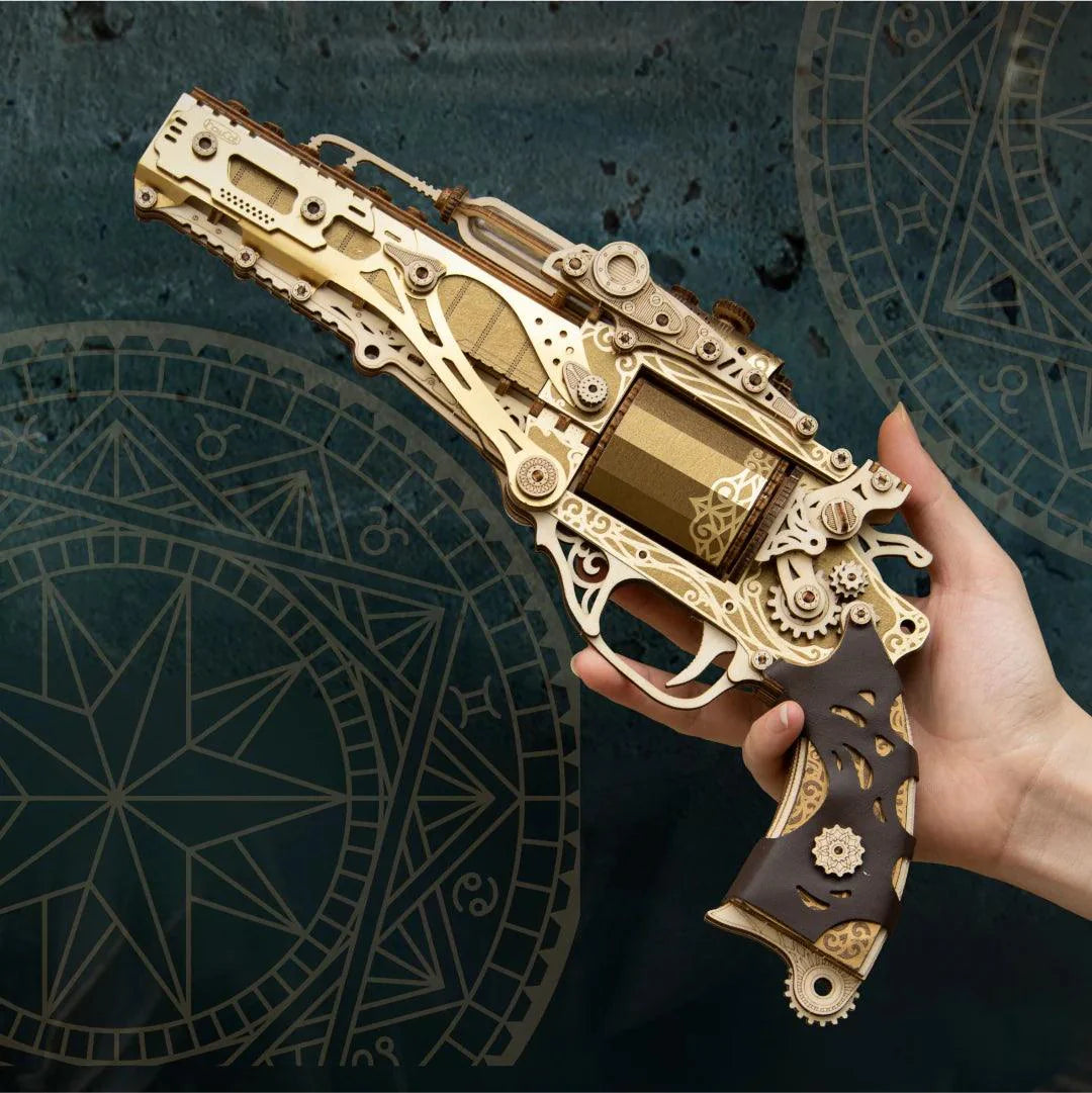 Steampunk Revolver 3D Wooden Puzzle - 3D Wooden Puzzle by Extoril