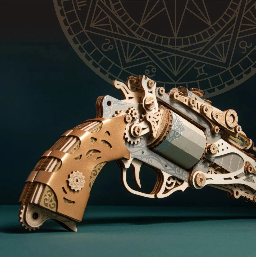 Steampunk Revolver 3D Wooden Puzzle - 3D Wooden Puzzle by Extoril