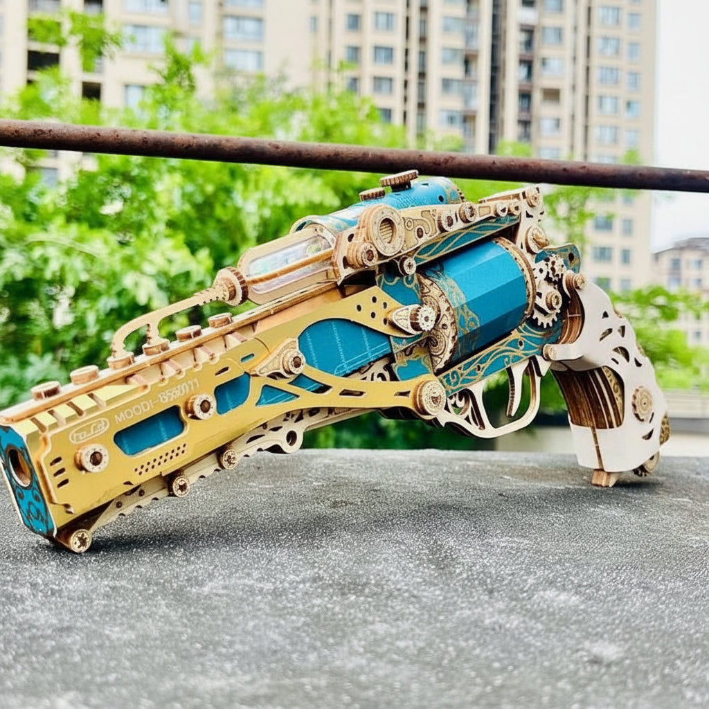 Steampunk Revolver 3D Wooden Puzzle - 3D Wooden Puzzle by Extoril