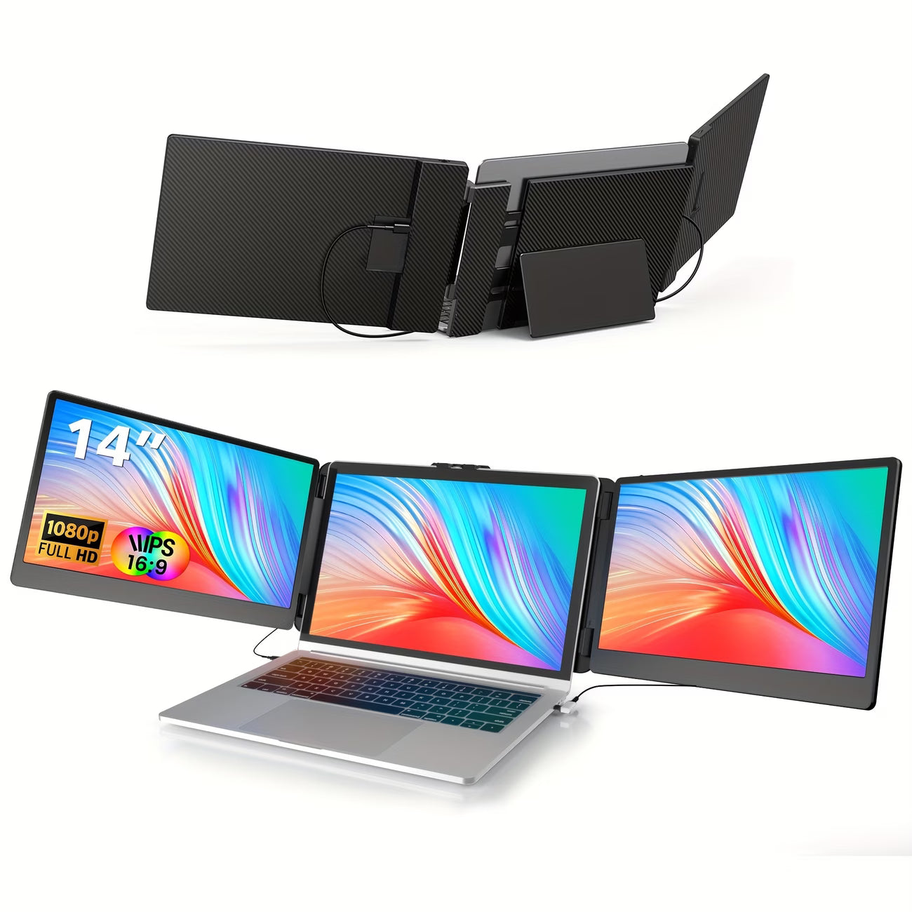 14" Triple Screen Laptop Monitor Extender FHD - Gadget by Extoril
