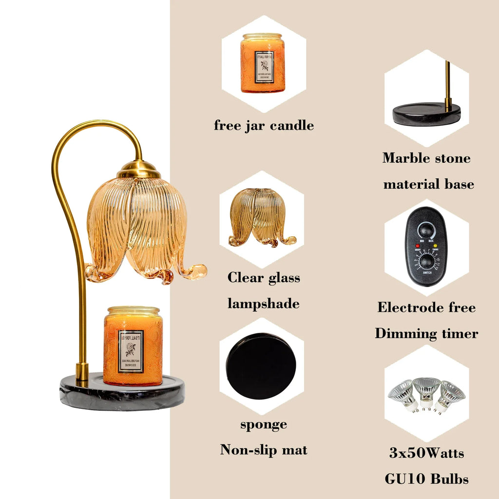 Tulip Candle Warmer Lamp with Dimmer & Timer - home decor by Extoril