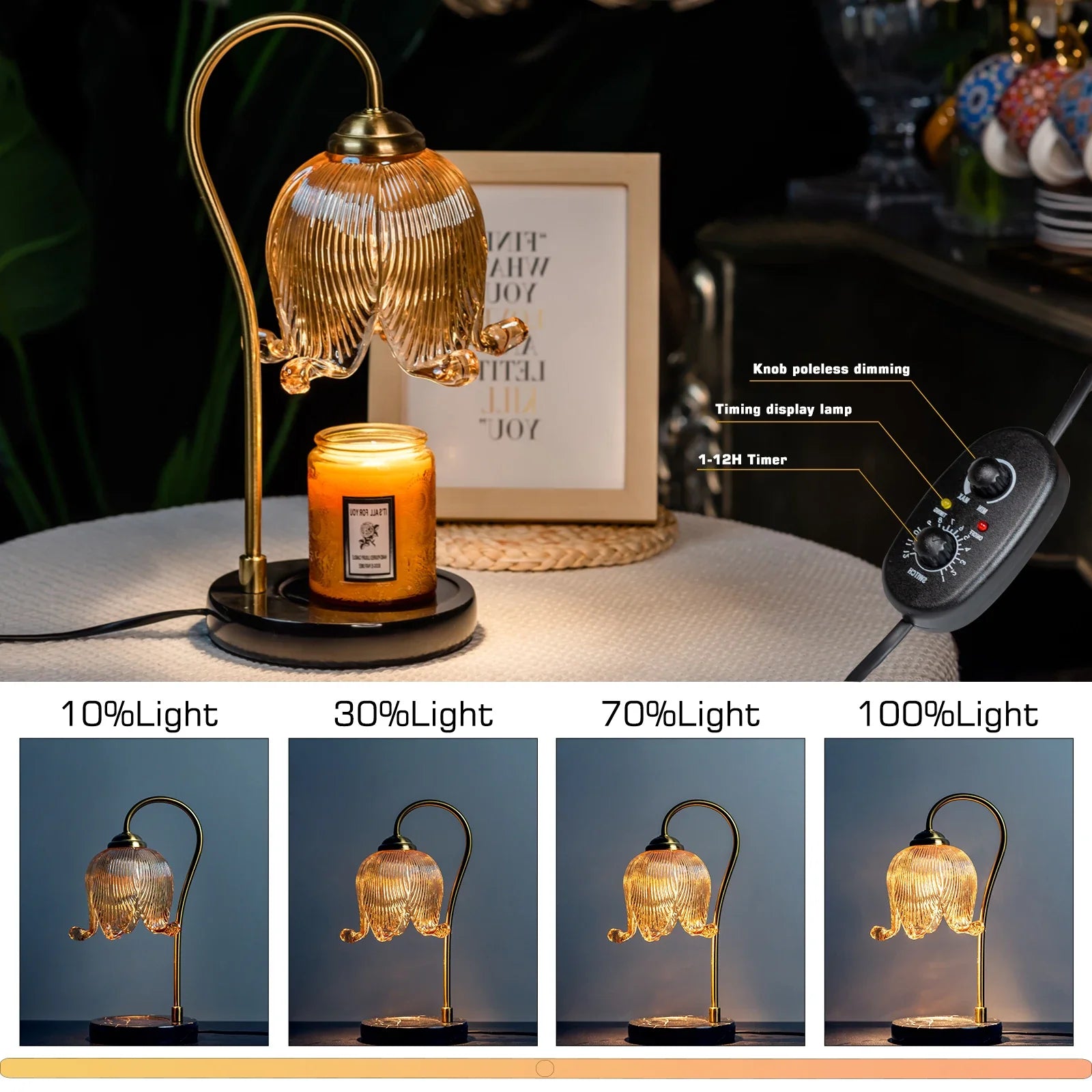 Tulip Candle Warmer Lamp with Dimmer & Timer - home decor by Extoril
