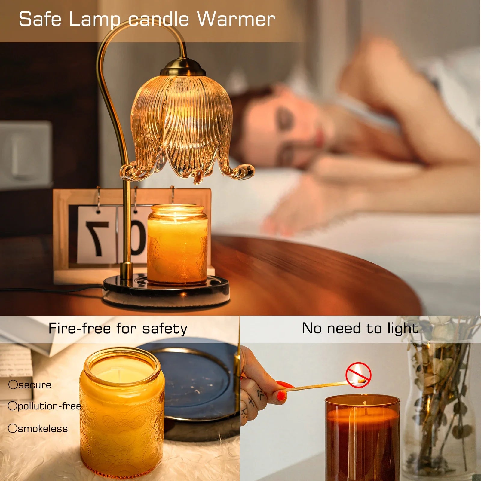 Tulip Candle Warmer Lamp with Dimmer & Timer - home decor by Extoril