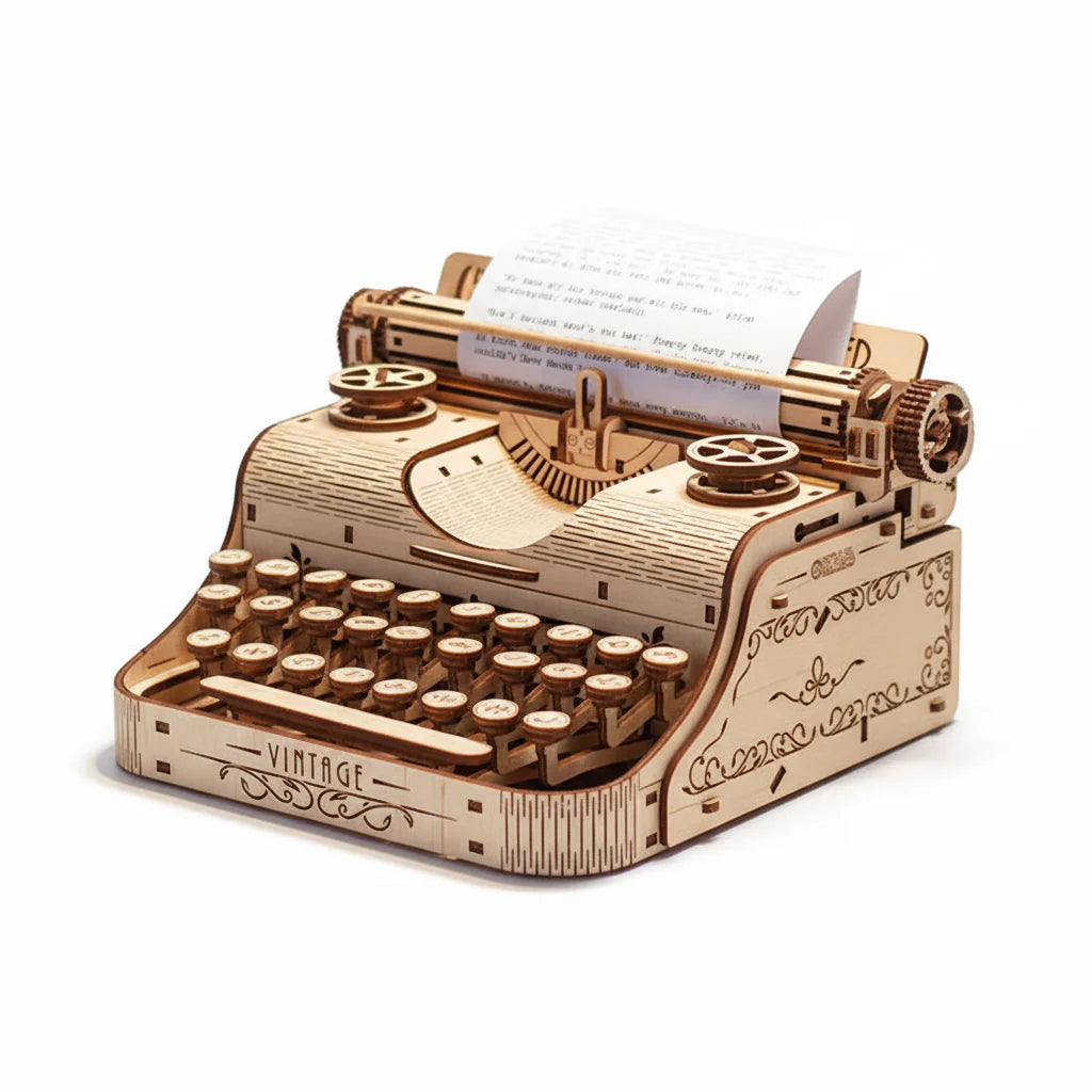 Vintage Typewriter Mechanical 3D Wooden Puzzle - 3D Wooden Puzzle by Extoril