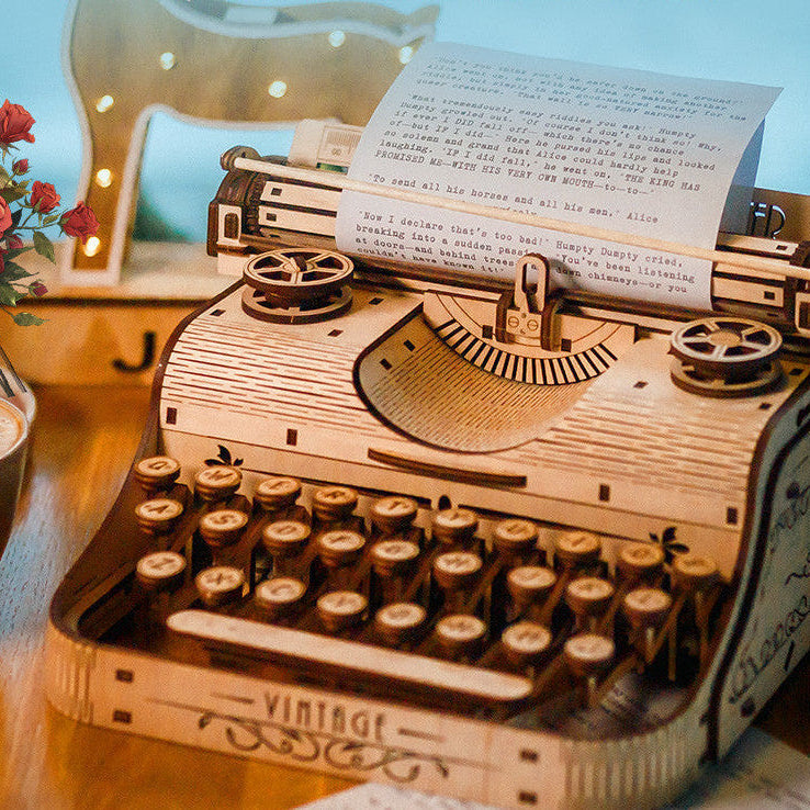 Vintage Typewriter Mechanical 3D Wooden Puzzle - 3D Wooden Puzzle by Extoril