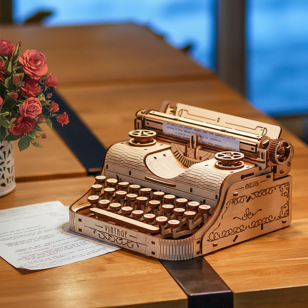 Vintage Typewriter Mechanical 3D Wooden Puzzle - 3D Wooden Puzzle by Extoril