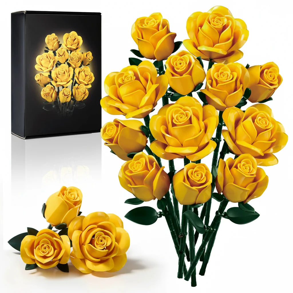 Yellow Rose Building Blocks Bouquet Set - DIY Flower by Extoril
