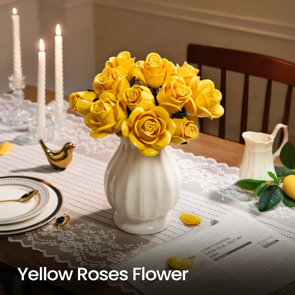 Yellow Rose Building Blocks Bouquet Set - DIY Flower by Extoril