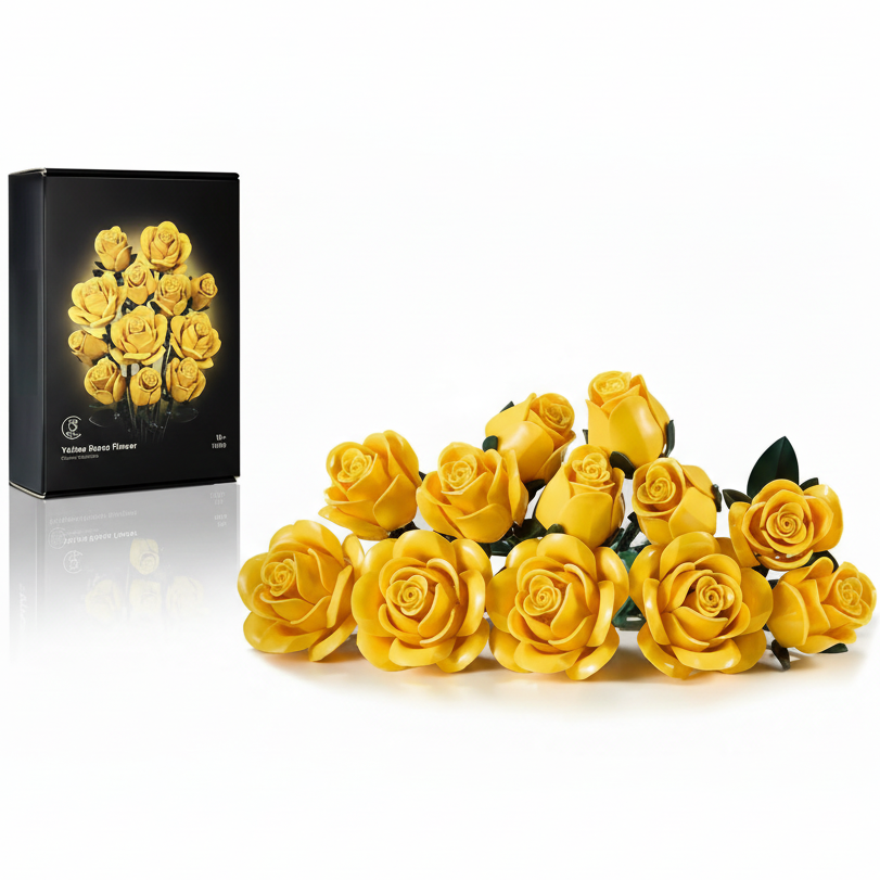 Yellow Rose Building Blocks Bouquet Set - DIY Flower by Extoril