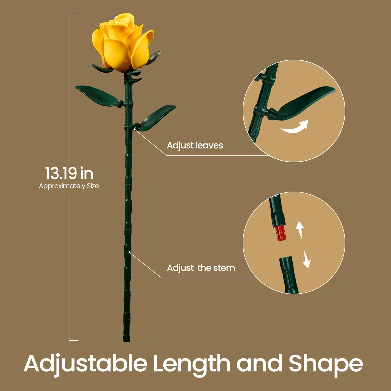 Yellow Rose Building Blocks Bouquet Set - DIY Flower by Extoril