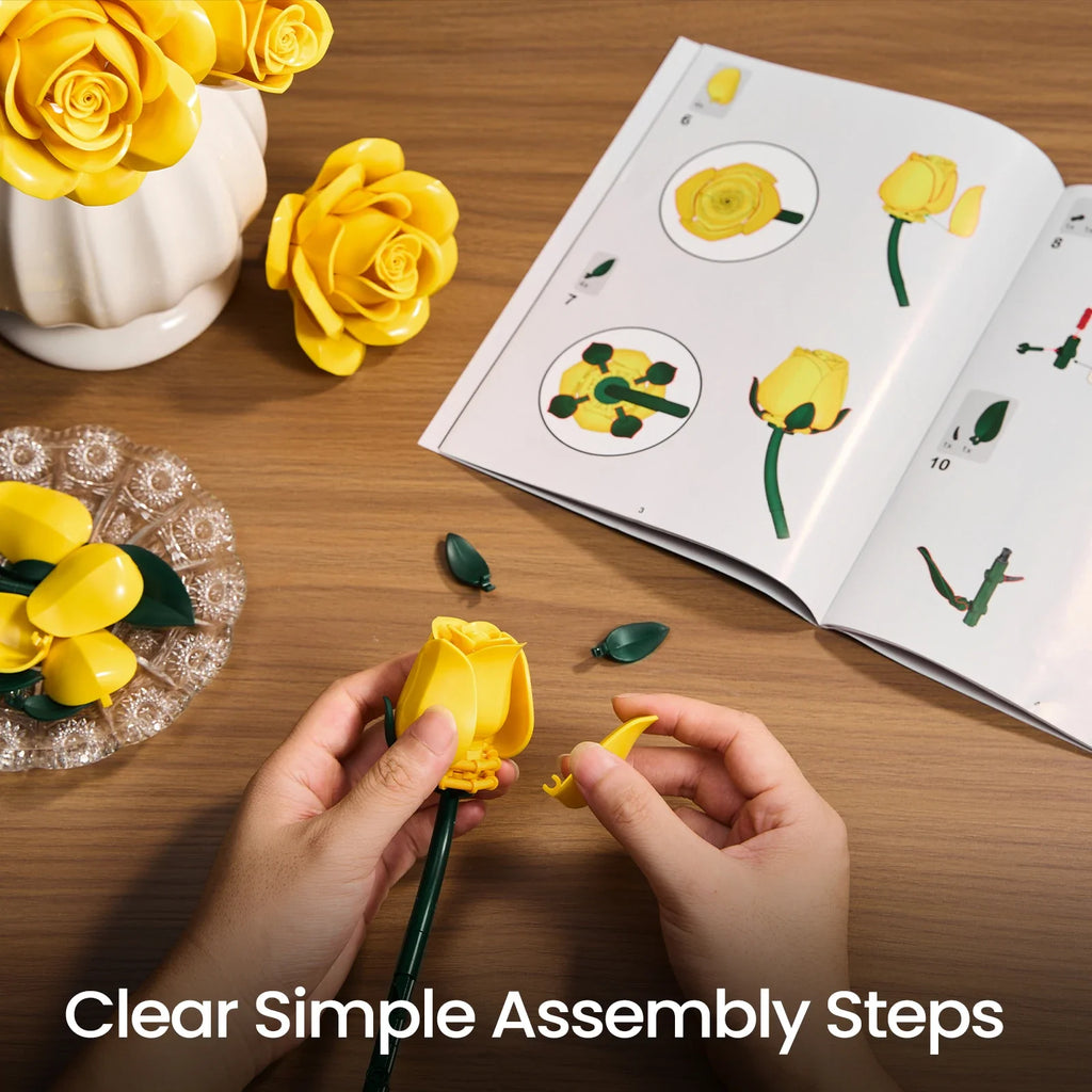 Yellow Rose Building Blocks Bouquet Set - DIY Flower by Extoril