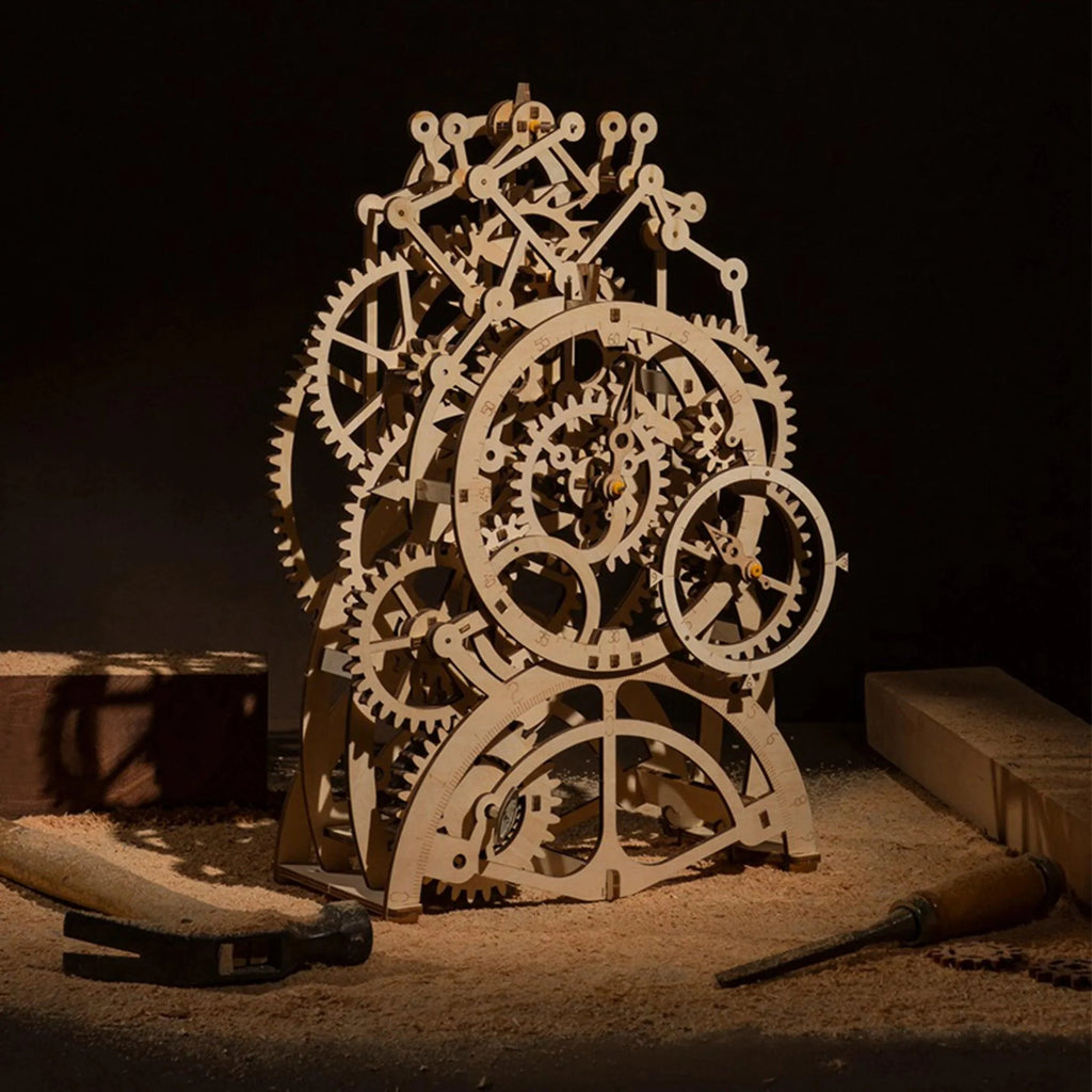 Temporal Craftsman Functional Wooden Pendulum Clock Kit - 3D Wooden Puzzle by Extoril