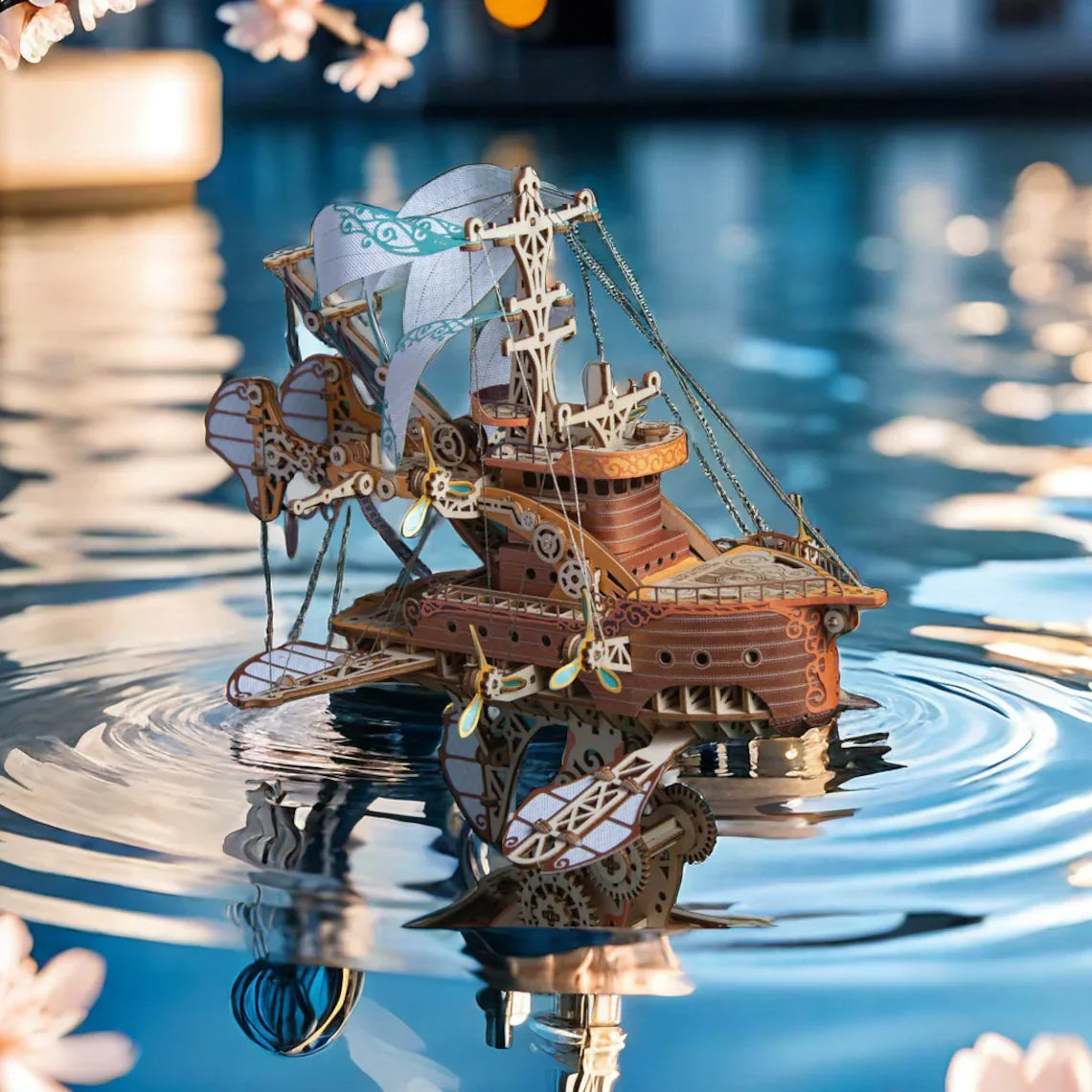 Steampunk Fantasy Airship 3D Wooden Puzzle Model - 3D Wooden Puzzle by Extoril