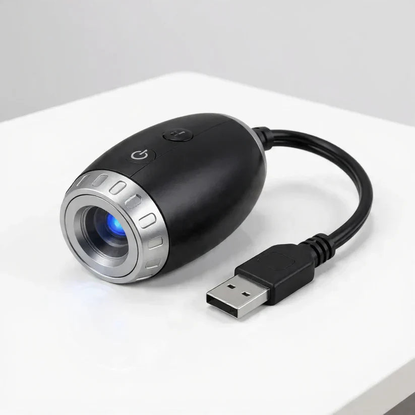 StarVeil AuraDrift Light matte black compact design with USB cable - star ceiling projector by Extoril