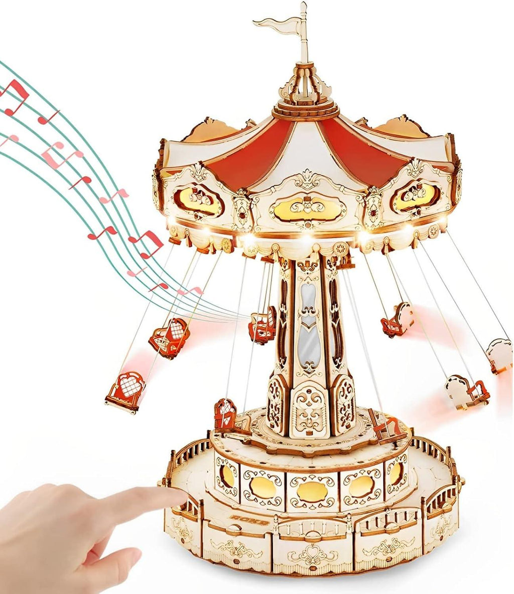 Enchanted Carousel Swing Ride Music Box - 3D Wooden Puzzle by Extoril
