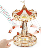 Enchanted Carousel Swing Ride Music Box - 3D Wooden Puzzle by Extoril