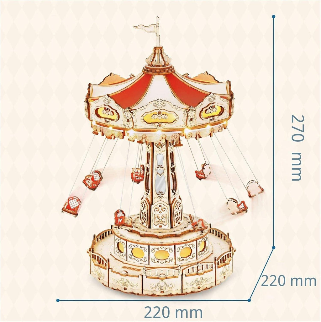 Enchanted Carousel Swing Ride Music Box - 3D Wooden Puzzle by Extoril