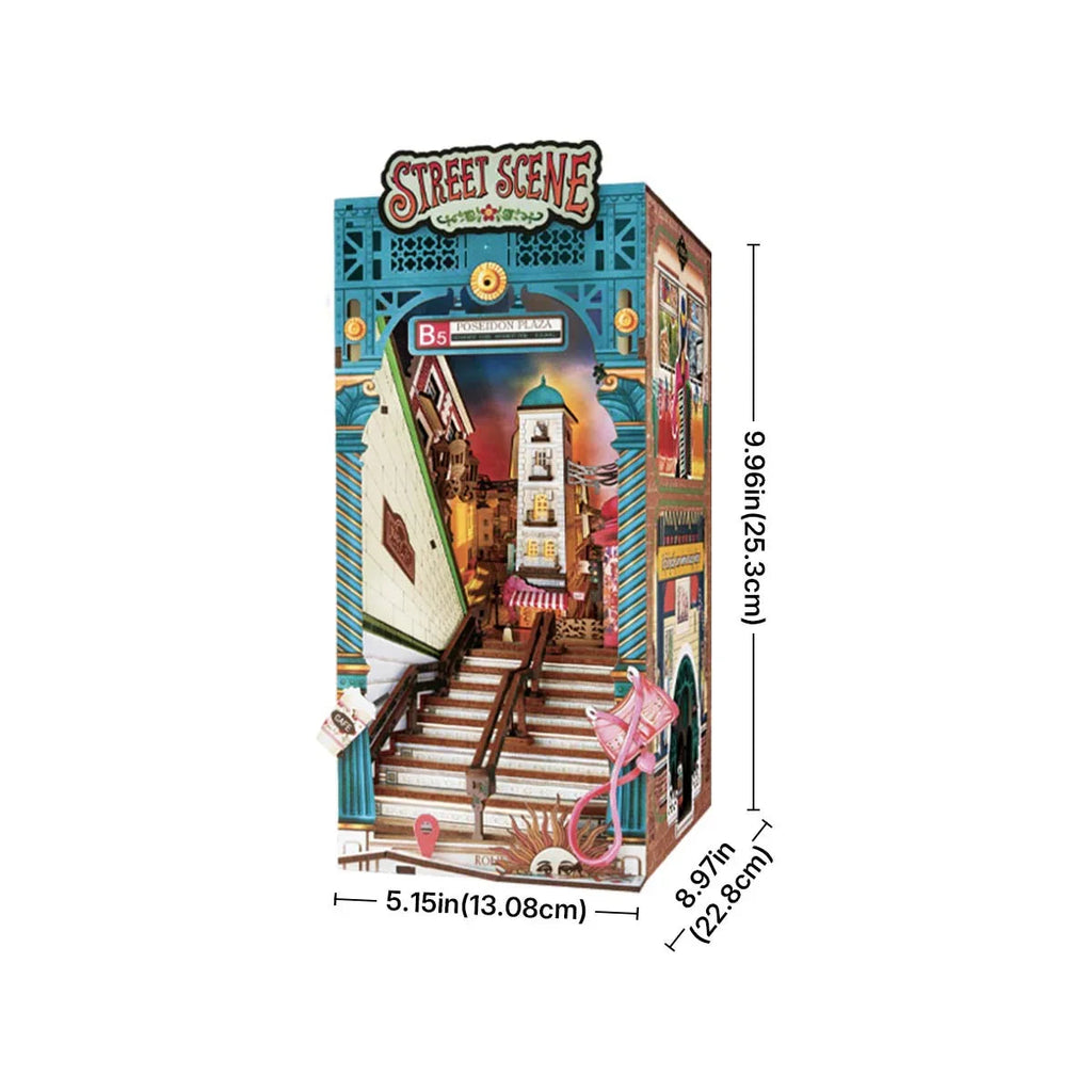 Diy Book Nook Shelf - LED Street Scene Bookshelf Insert - DIY Booknooks by Extoril