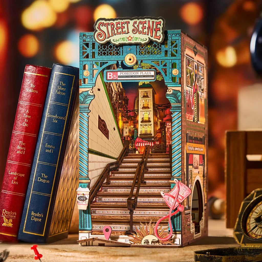 Diy Book Nook Shelf - LED Street Scene Bookshelf Insert - DIY Booknooks by Extoril