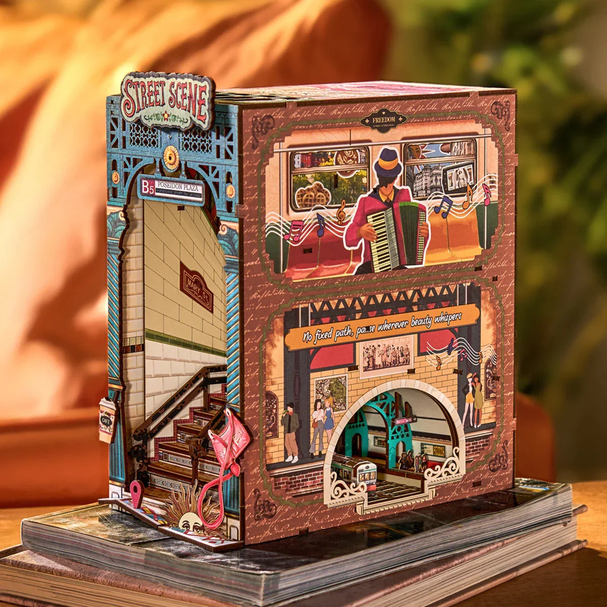 Diy Book Nook Shelf - LED Street Scene Bookshelf Insert - DIY Booknooks by Extoril