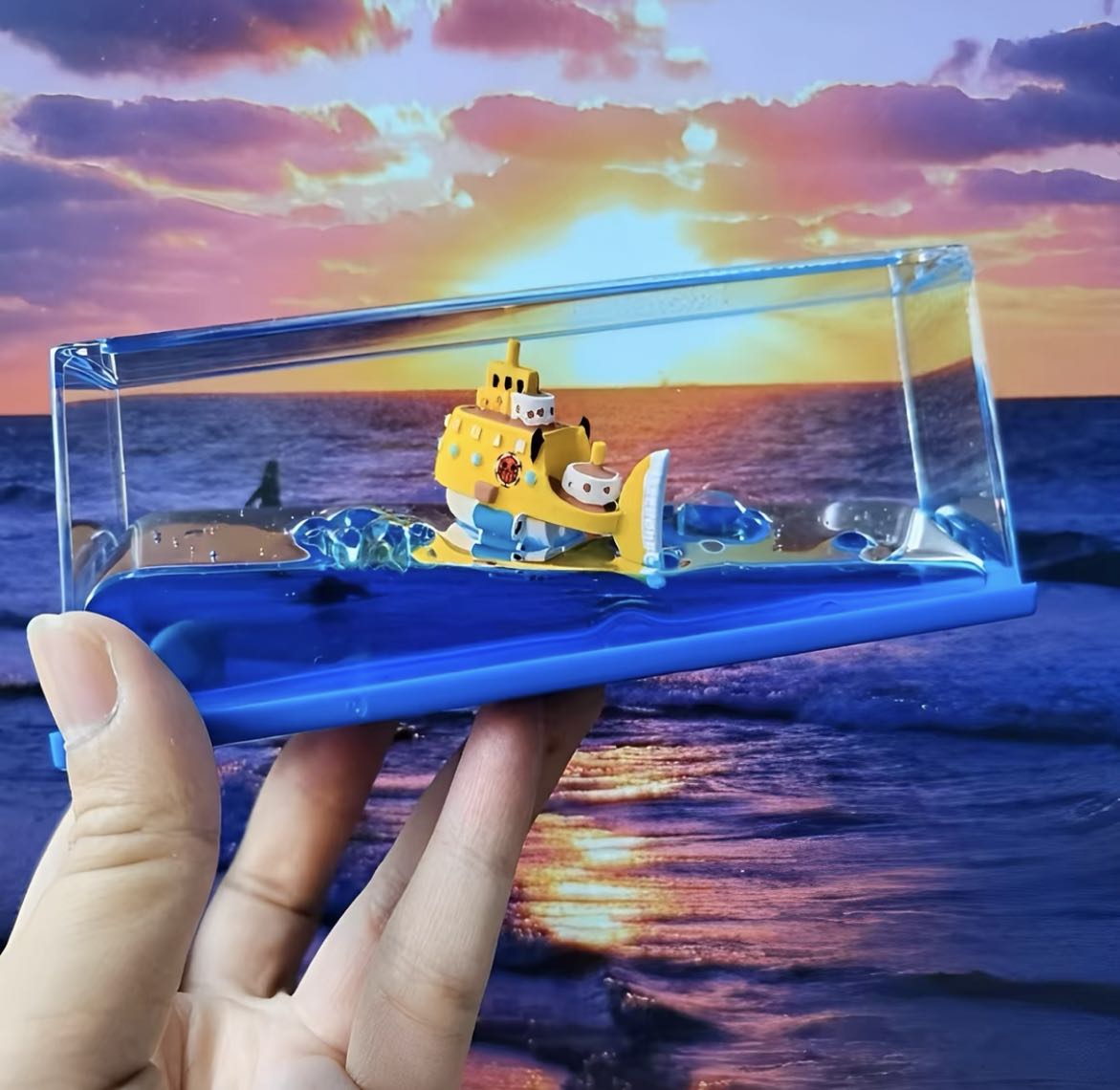 One Piece Floating Ship Fluid Drift Bottle Desktop Decoration
